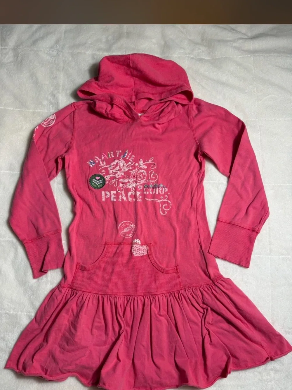 Naartjie Kids Pink Hooded Drop Waist Ruffle Dress size 10 years #kidswear